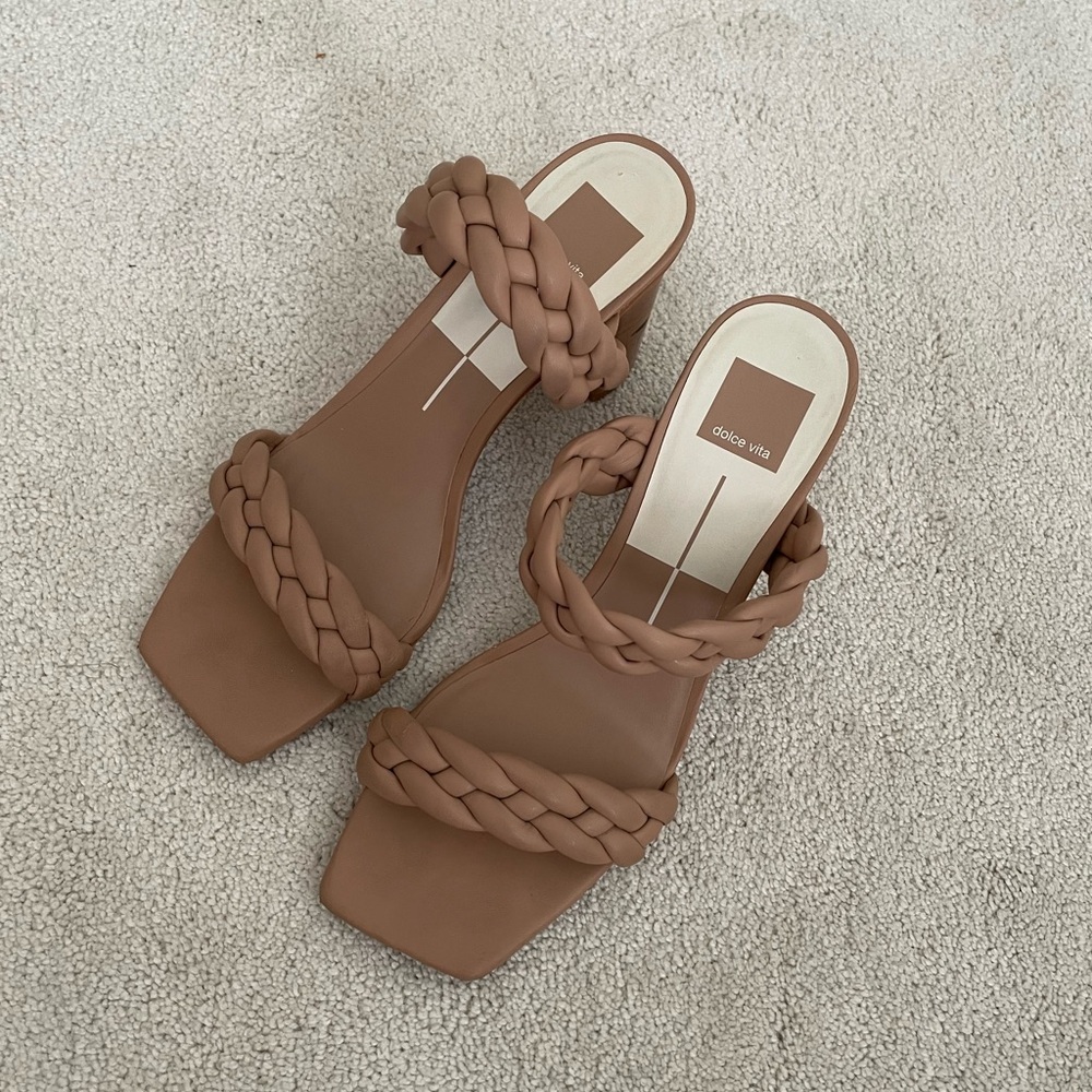 DOLCE VITA TAN BRAIDED HEELS